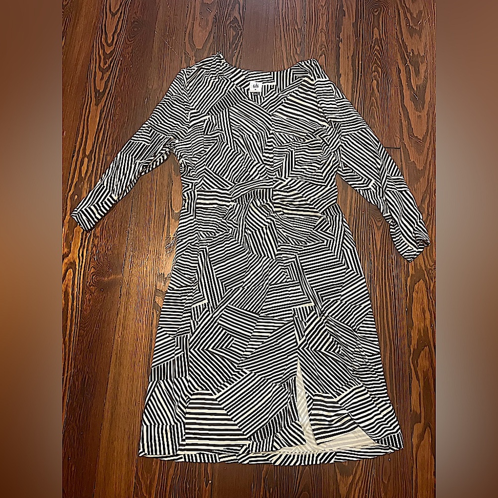 CABi Dark Brown and White Striped Dress (M, Like New)